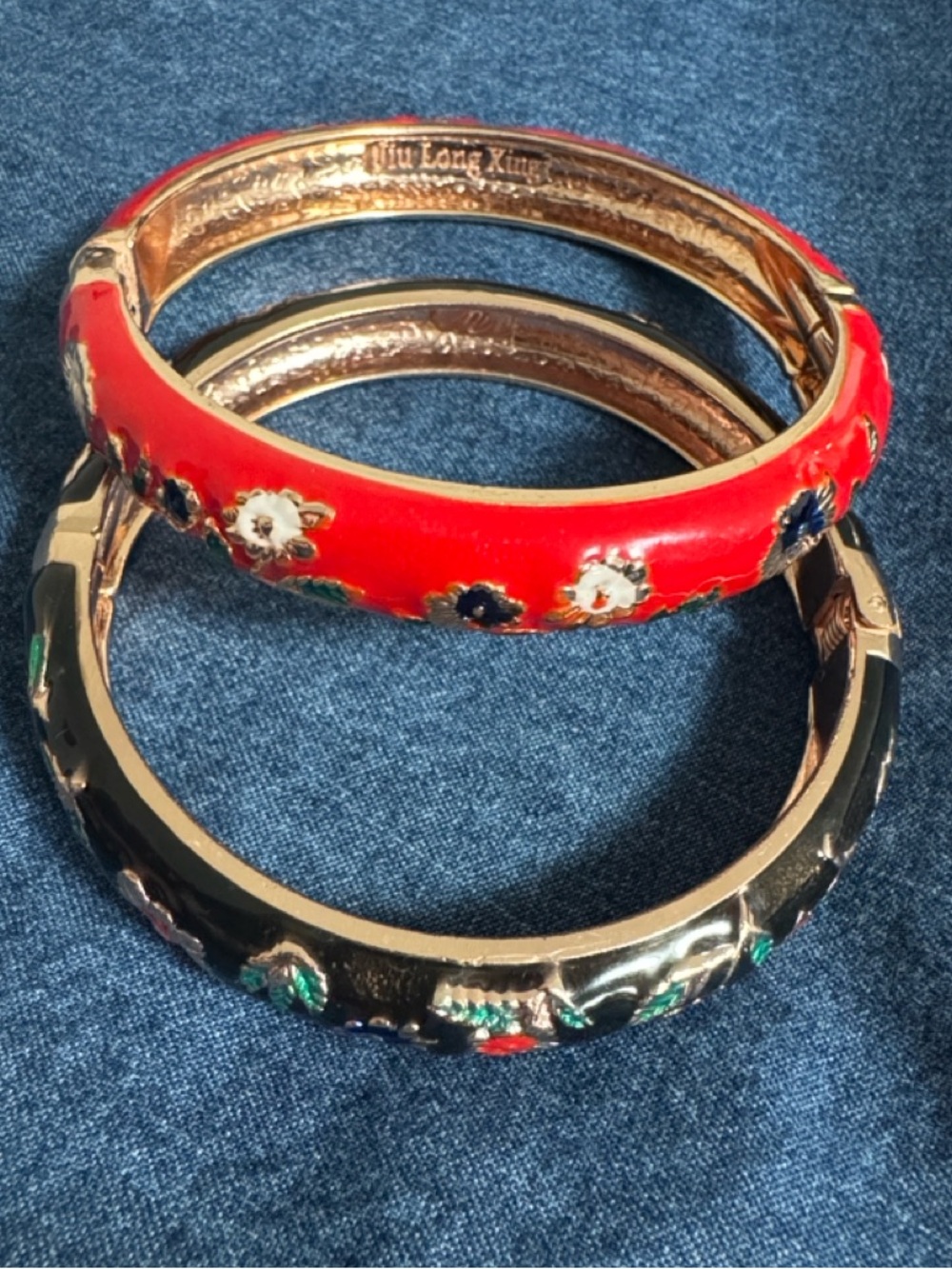 Hinged Enamel Bangle Bracelet Set